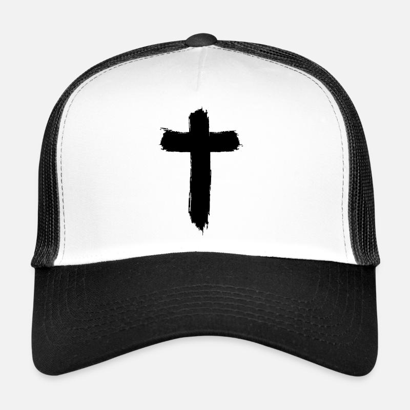 Kreuz Design im Graffiti-Style - Trucker Cap - Weiß/Schwarz