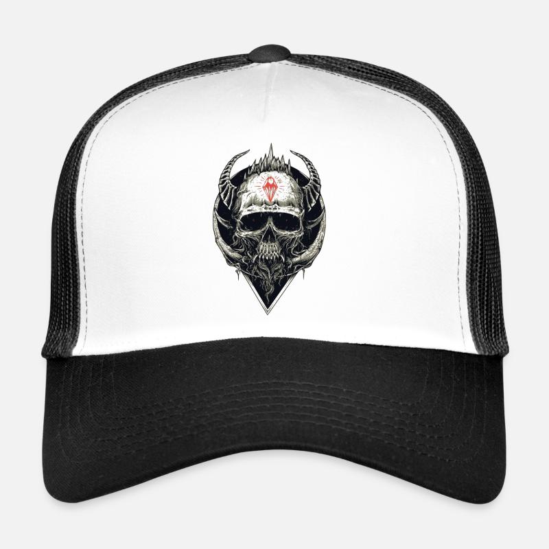 Crâne avec l'icône rouge Casquette trucker 