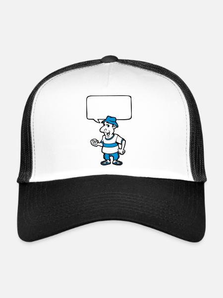 Pétanque et bulle de BD - Casquette trucker  - blanc/noir - Devant