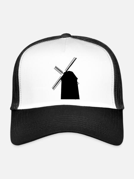 Moulin à vent - Casquette trucker  - blanc/noir - Devant