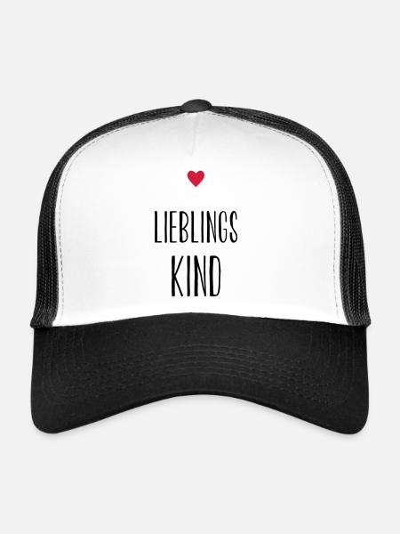 Idée cadeau cadeau enfant coeur enfant préféré - Casquette trucker  - blanc/noir - Devant