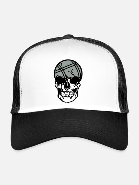 petanque ball dead death head skull11204 - Trucker Cap - white/black - Front