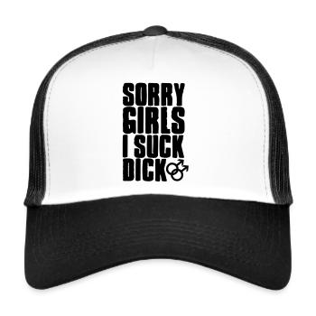 Désolé les filles je suce dick - gay - gay-gay - Casquette trucker  - blanc/noir - Devant