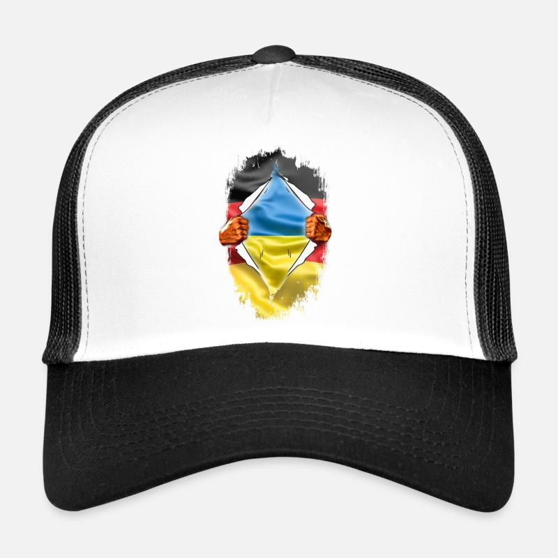 Deutschland Deutscher mit Ukraine Herz - Trucker Cap - Weiß/Schwarz