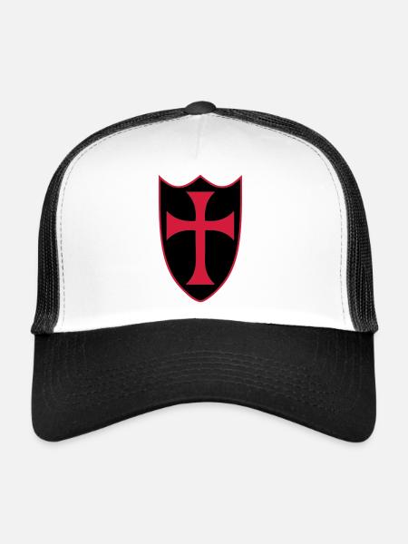 templar cross - Trucker Cap - white/black - Front