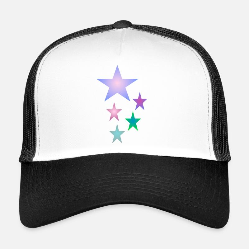 Stern . Bunte Sterne - Trucker Cap - Weiß/Schwarz