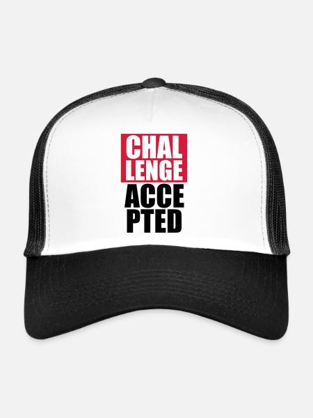 Cool Challenge Accepted Text Design - Trucker Cap - white/black - Front