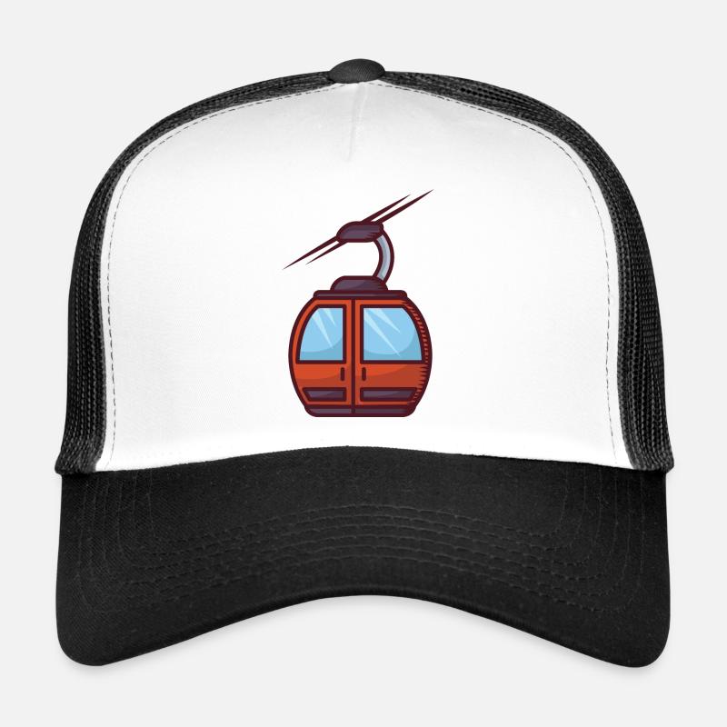 Faszinierende Seilbahn-Illustration - Trucker Cap - Weiß/Schwarz