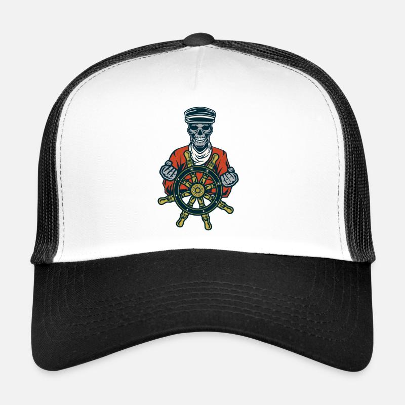 Toter Seemann mit Steuerrad - Trucker Cap - Weiß/Schwarz