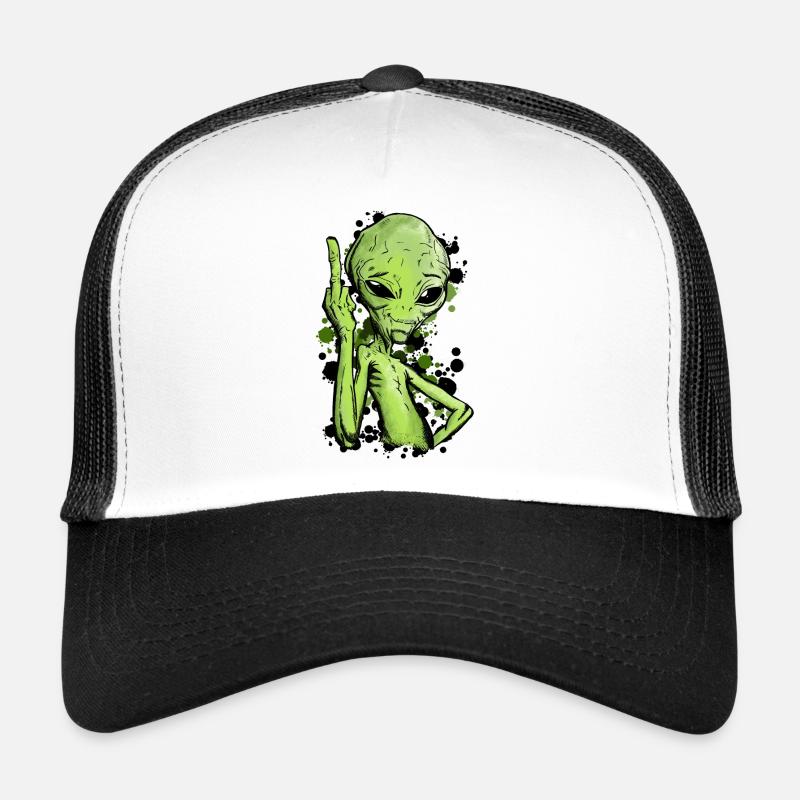 Alien with middle finger illustration Trucker Cap