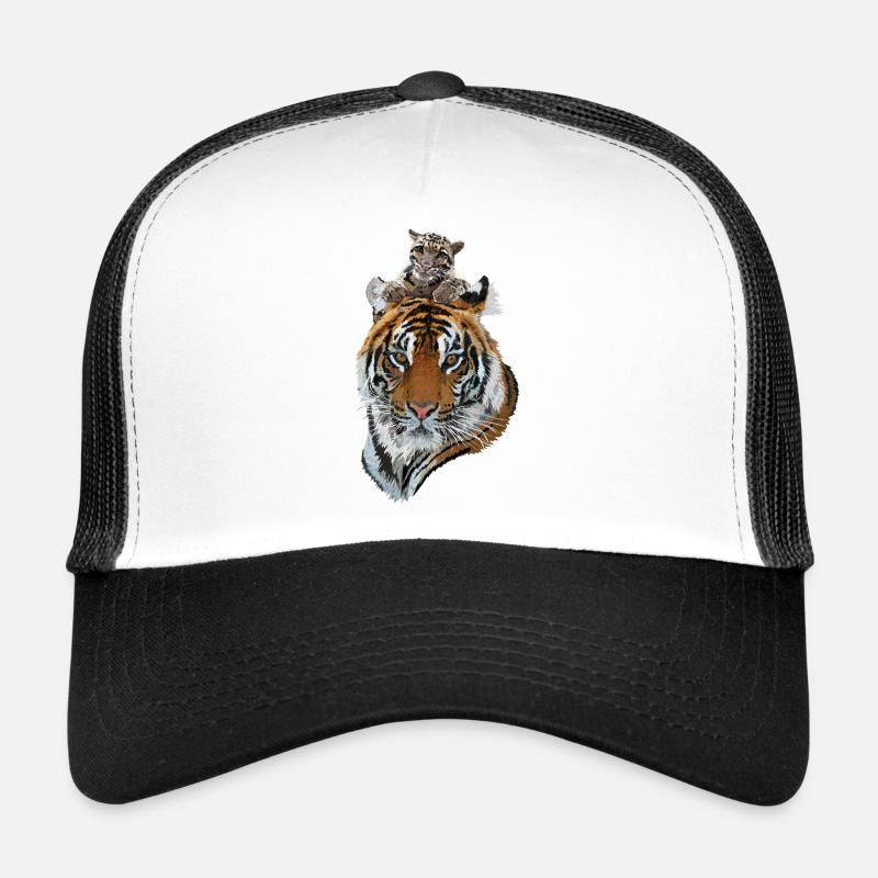 Bengal Tiger and Hazy Tiger - Trucker Cap - white/black