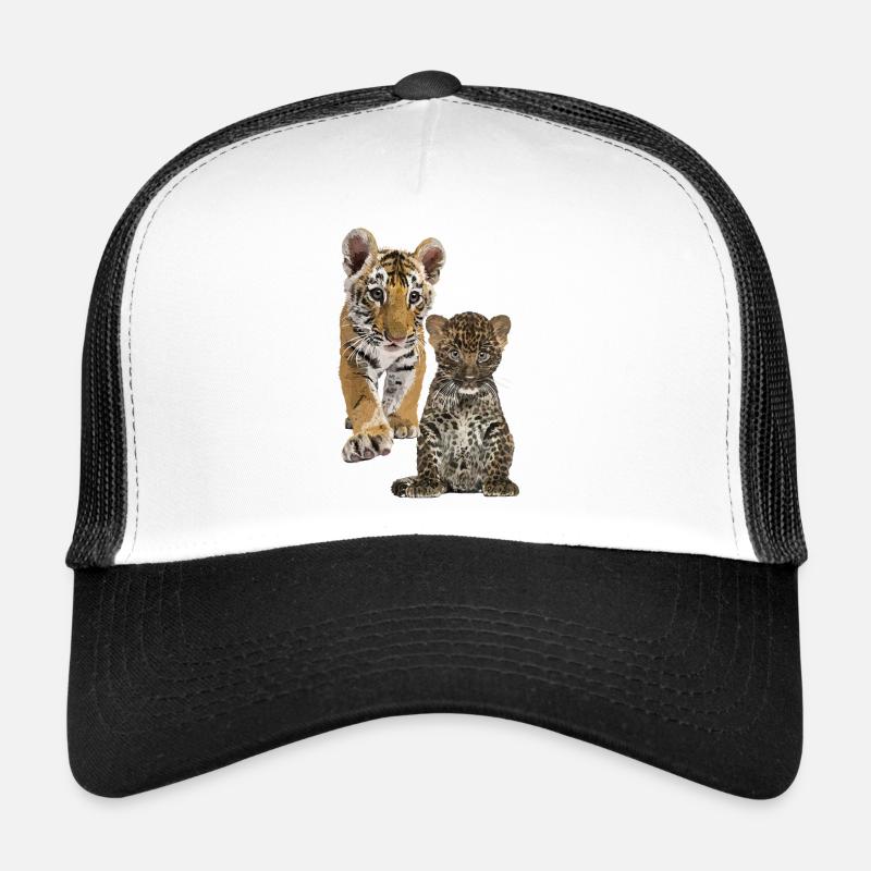 Leopard und Tiger - Trucker Cap - Weiß/Schwarz