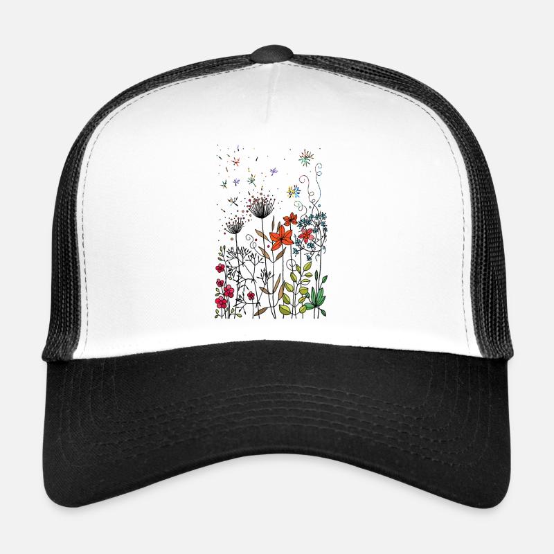 Flowers - Trucker Cap - white/black