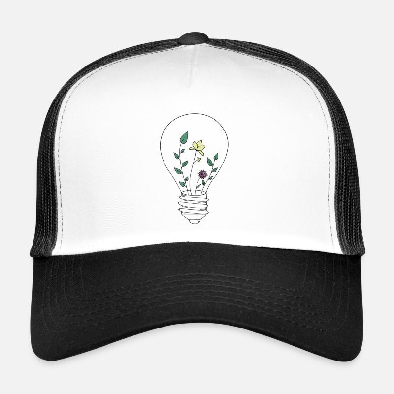 Lightbulb Floral - Trucker Cap - white/black