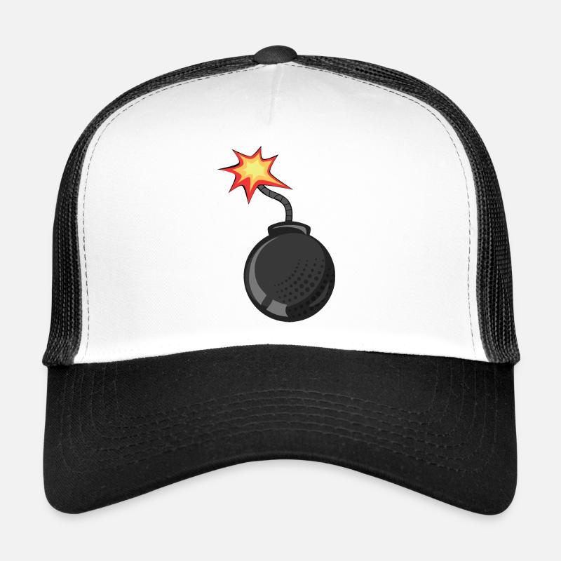 bombe meche dessin flamme - Casquette trucker  - blanc/noir
