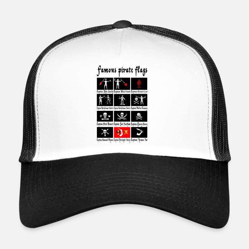 Drapeaux pirates célèbres - Casquette trucker  - blanc/noir