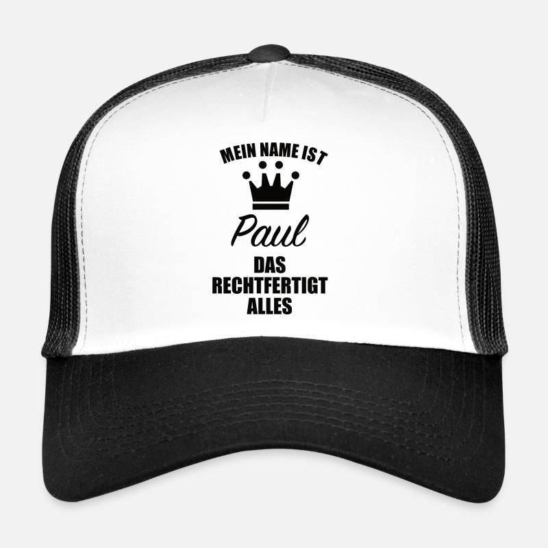 Paul Name Vorname Geschenk - Trucker Cap - Weiß/Schwarz