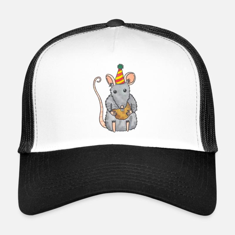 Partymaus Party Maus mit Käsebällchen - Trucker Cap - Weiß/Schwarz