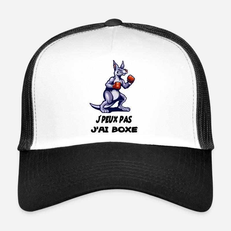 J'peux pas j'ai boxe, boxe anglaise kangourou - Casquette trucker  - blanc/noir