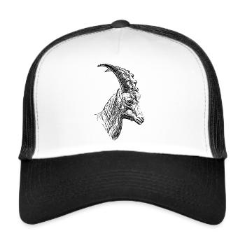 Capricorn Alpine Animals Drawing - Trucker Cap - white/black - Front
