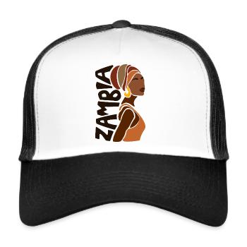 Zambie Zambie Drapeau zambien Patrimoine noir - Casquette trucker  - blanc/noir - Devant