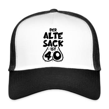 LUSTIG 40 JAHRE ALTER SACK 40. GEBURTSTAG - Trucker Cap - Weiß/Schwarz - Vorne