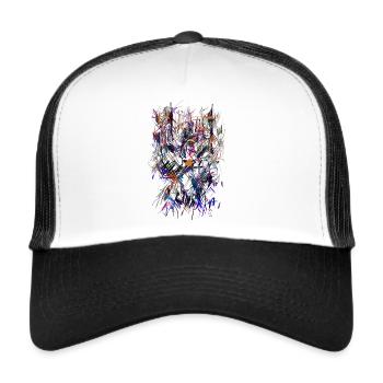 art abstrait - Casquette trucker  - blanc/noir - Devant