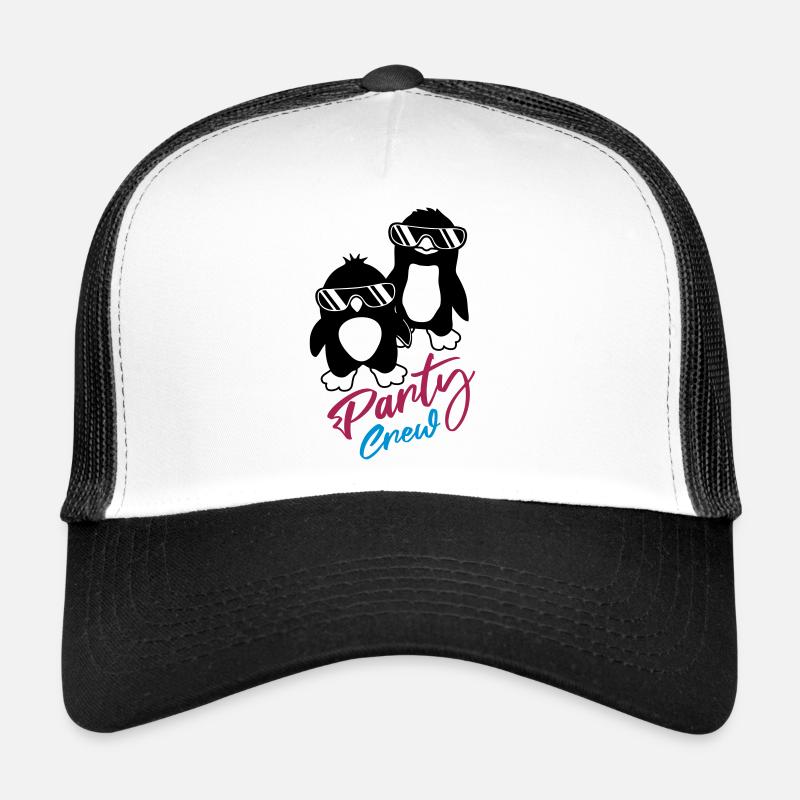 Pinguin Freunde Party Crew - Trucker Cap - Weiß/Schwarz