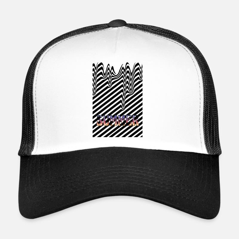 Sommervarme sorte striber - Trucker cap - hvid/sort