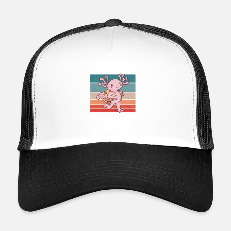 Axolots Einschulung Tschüss Kindergarten - Trucker Cap - Weiß/Schwarz