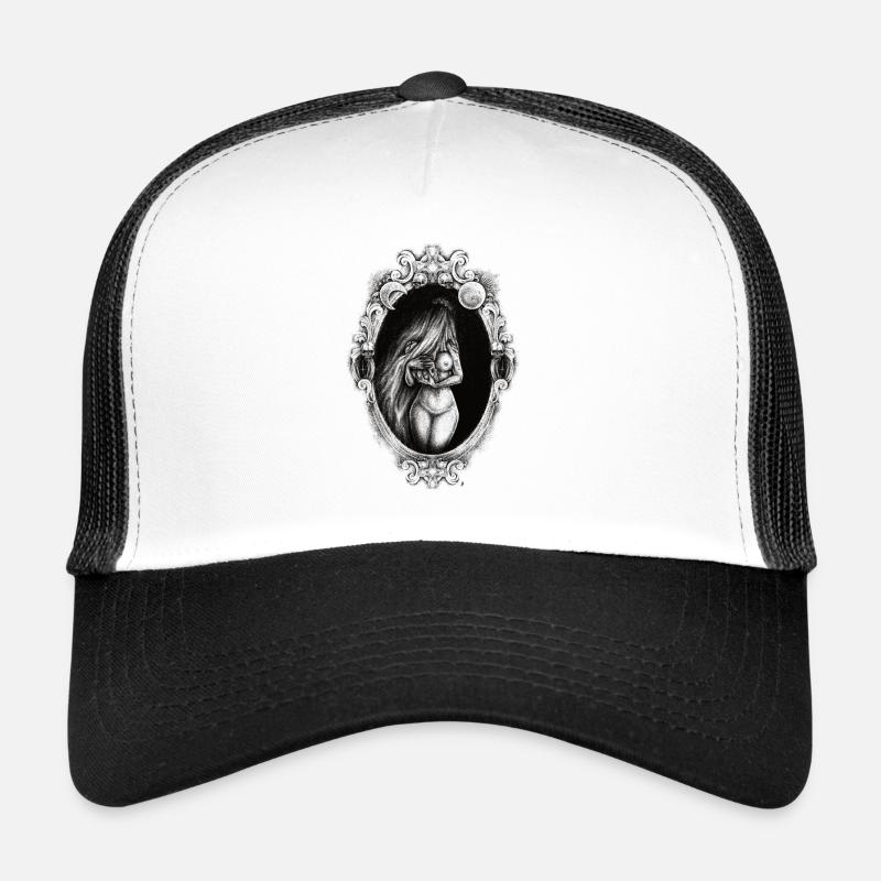 Dame au long voile noir Casquette trucker 