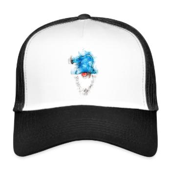 watercolour gnome with blue hat - Trucker Cap - Weiß/Schwarz - Vorne