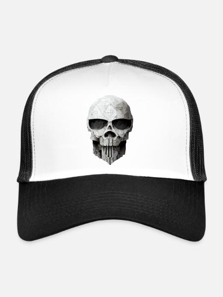 Totenkopf Metall - Trucker Cap - Weiß/Schwarz
