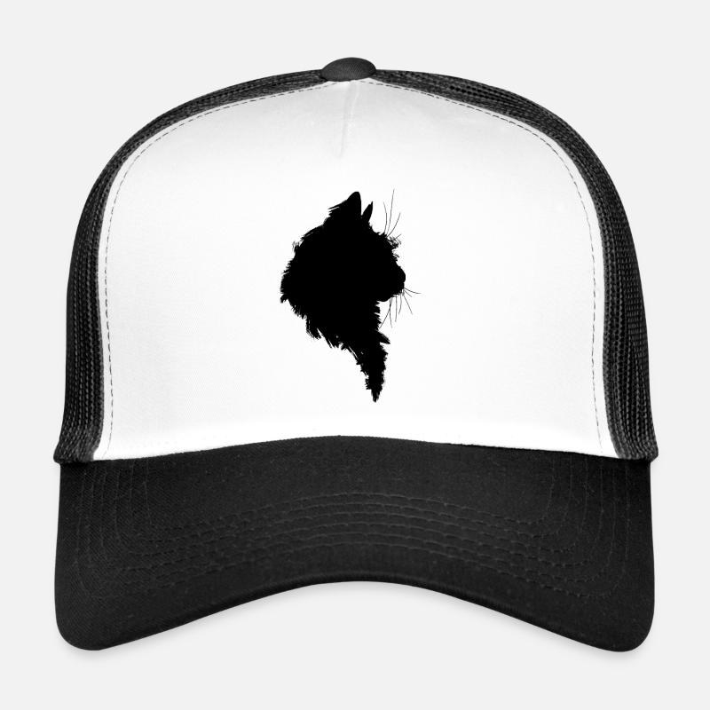 Shadow silhouette cat head black ink Trucker Cap