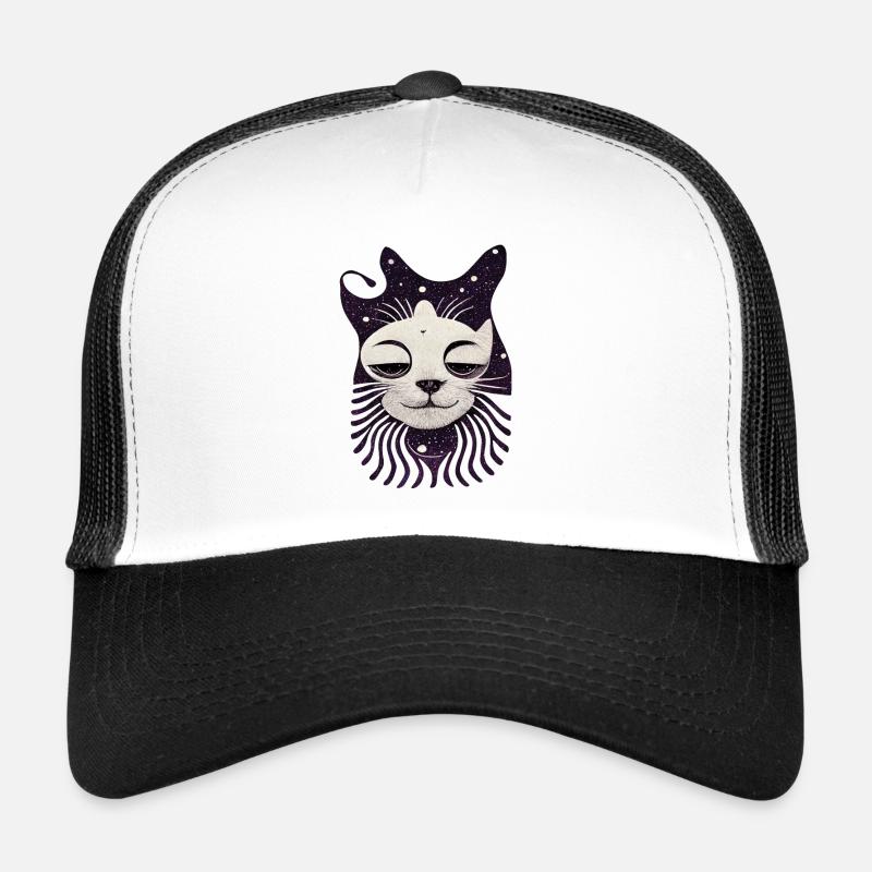 Sitzerkatze 003 - Trucker Cap - Weiß/Schwarz