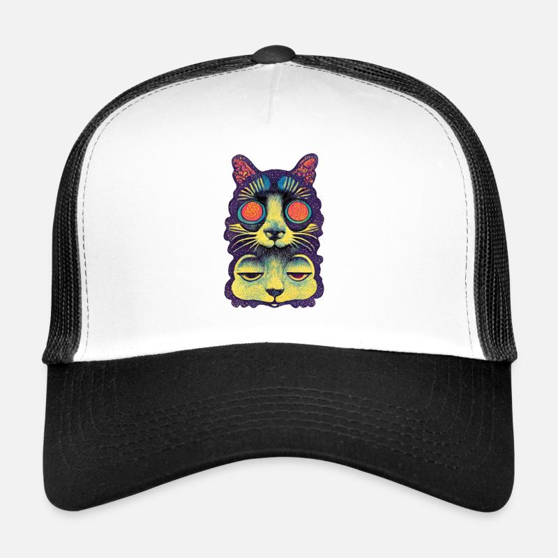 Chat Perché 005 - Casquette trucker - blanc/noir