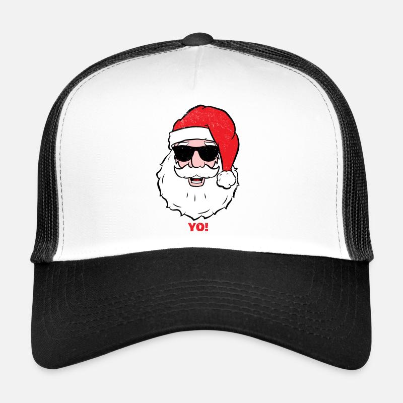 Weihnachtsmann - YO! - Lustiger Weihnachtsmann - Trucker Cap - Weiß/Schwarz