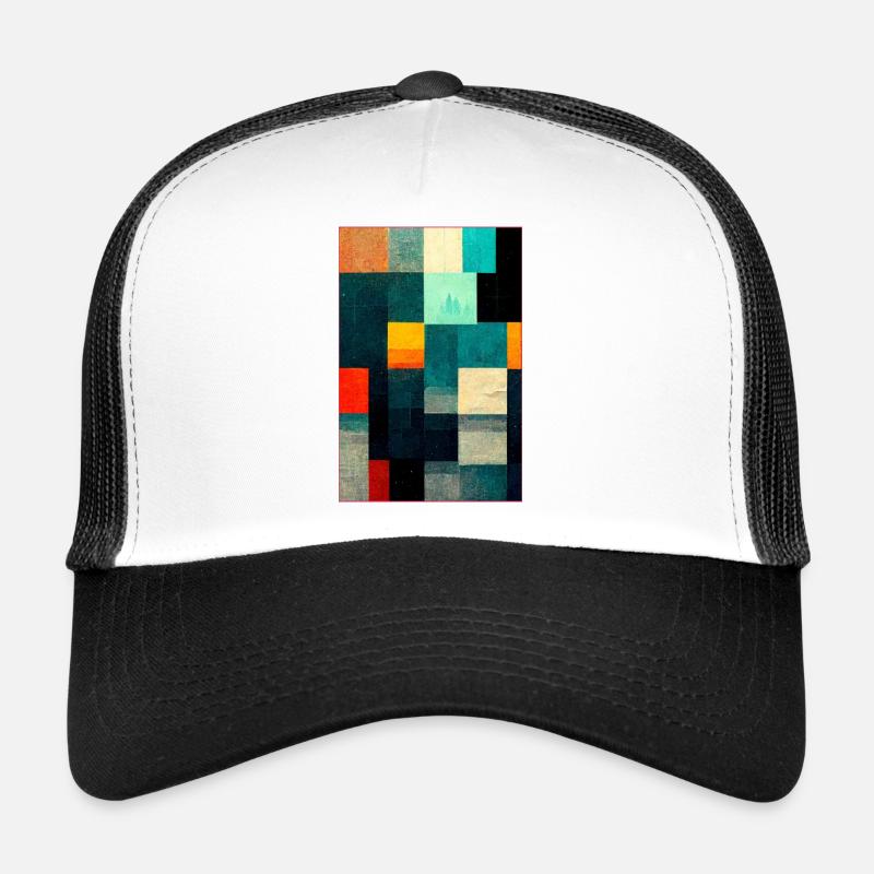 Abstract Pixel Art - Trucker Cap - Weiß/Schwarz