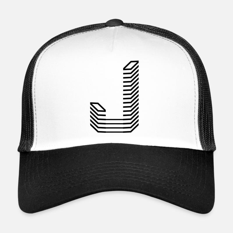 Conception unique du logo Letter J - Casquette trucker  - blanc/noir