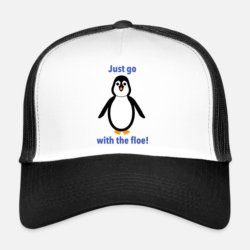 Pingouin -« Va juste avec la banquise! » - Casquette trucker - blanc/noir