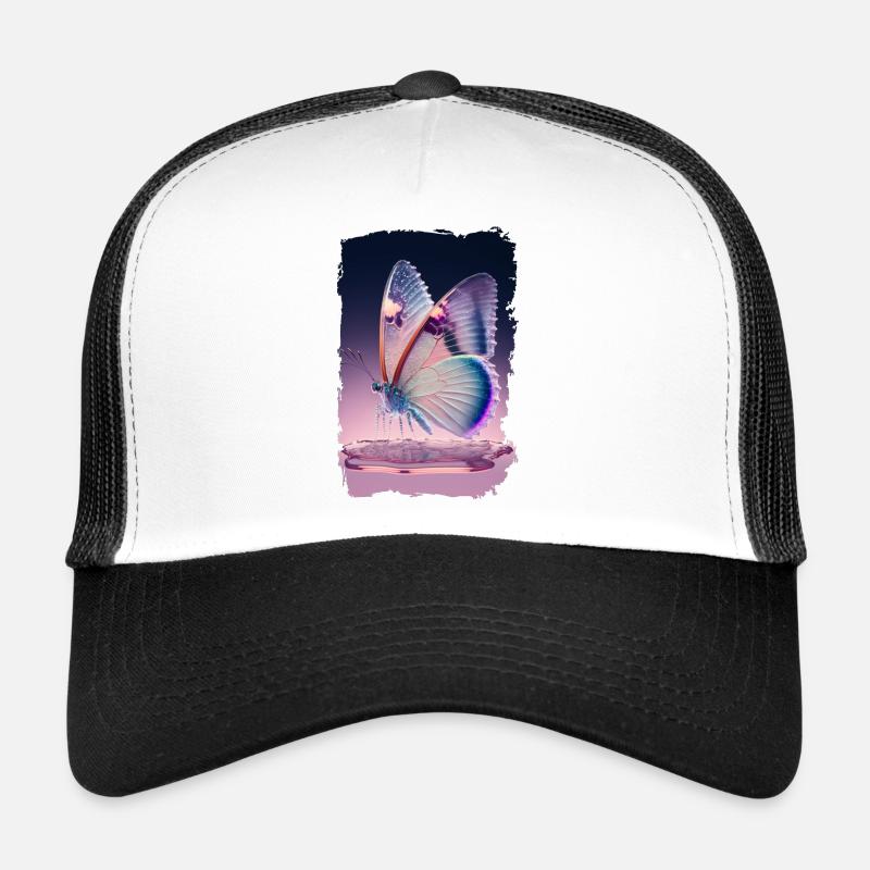 Schmelzender Schmetterling - Trucker Cap - Weiß/Schwarz