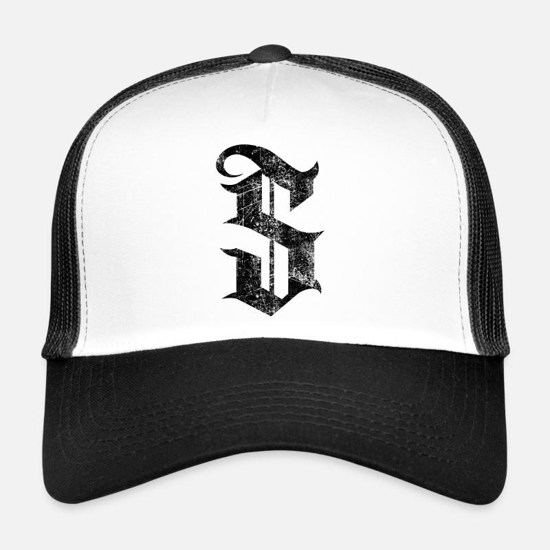 T-Shirt-Alphabet Initiale S - Trucker Cap - Weiß/Schwarz