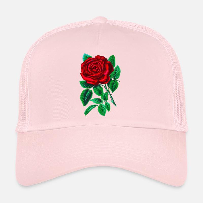 Rose rouge Casquette trucker 