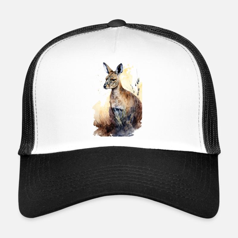 Kängurus Kangeroo Wasserfarben malerei gemälde - Trucker Cap - Weiß/Schwarz