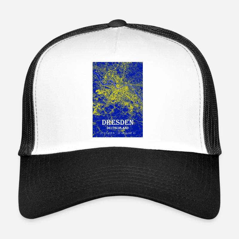 Nachtblaue moderne ästhetische Dresden Stadtkarte Trucker Cap