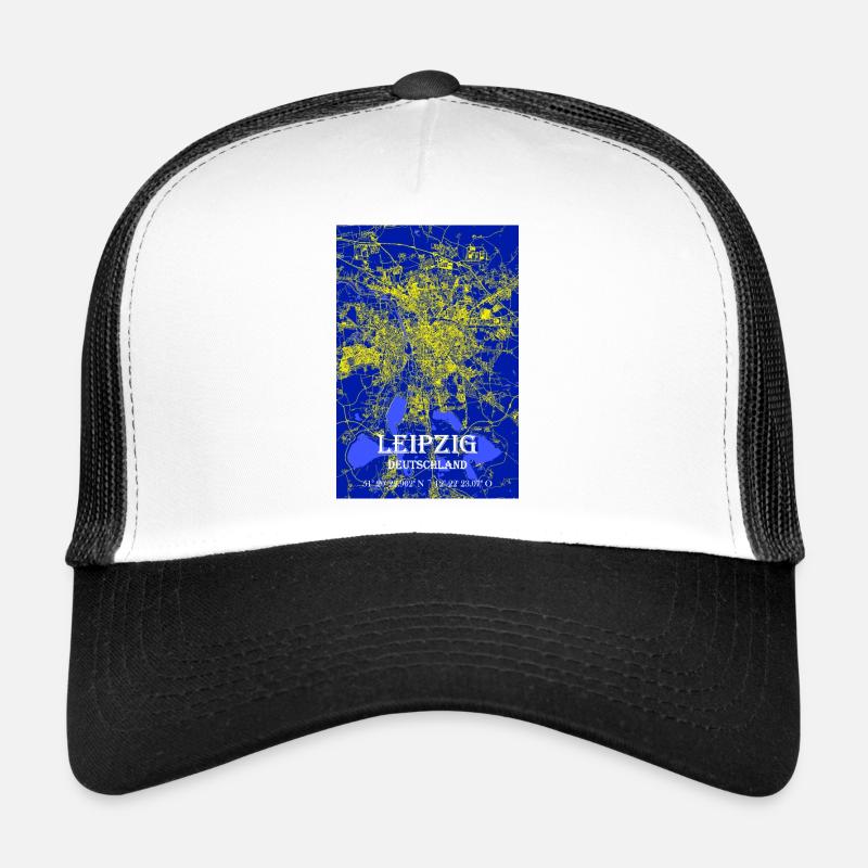 Nachtblaue moderne ästhetische Leipzig Stadtkarte Trucker Cap