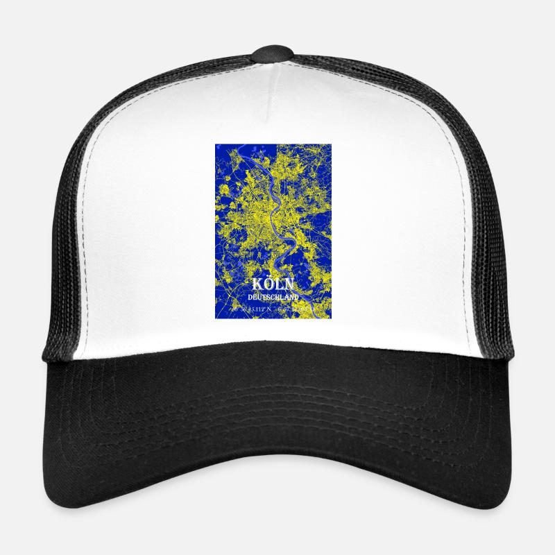 Helle moderne ästhetische Stadtkarte Köln - Trucker Cap - Weiß/Schwarz