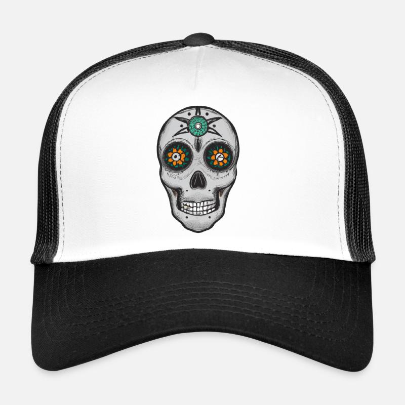 Crâne de style mexicain, Día de Muertos Casquette trucker 