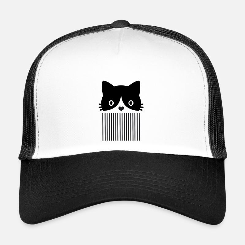 Katze Design - Trucker Cap - Weiß/Schwarz