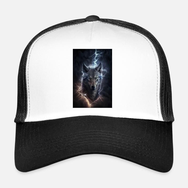 Wolf Blitz Donner Epic Cool Episch Wölfe - Trucker Cap - Weiß/Schwarz